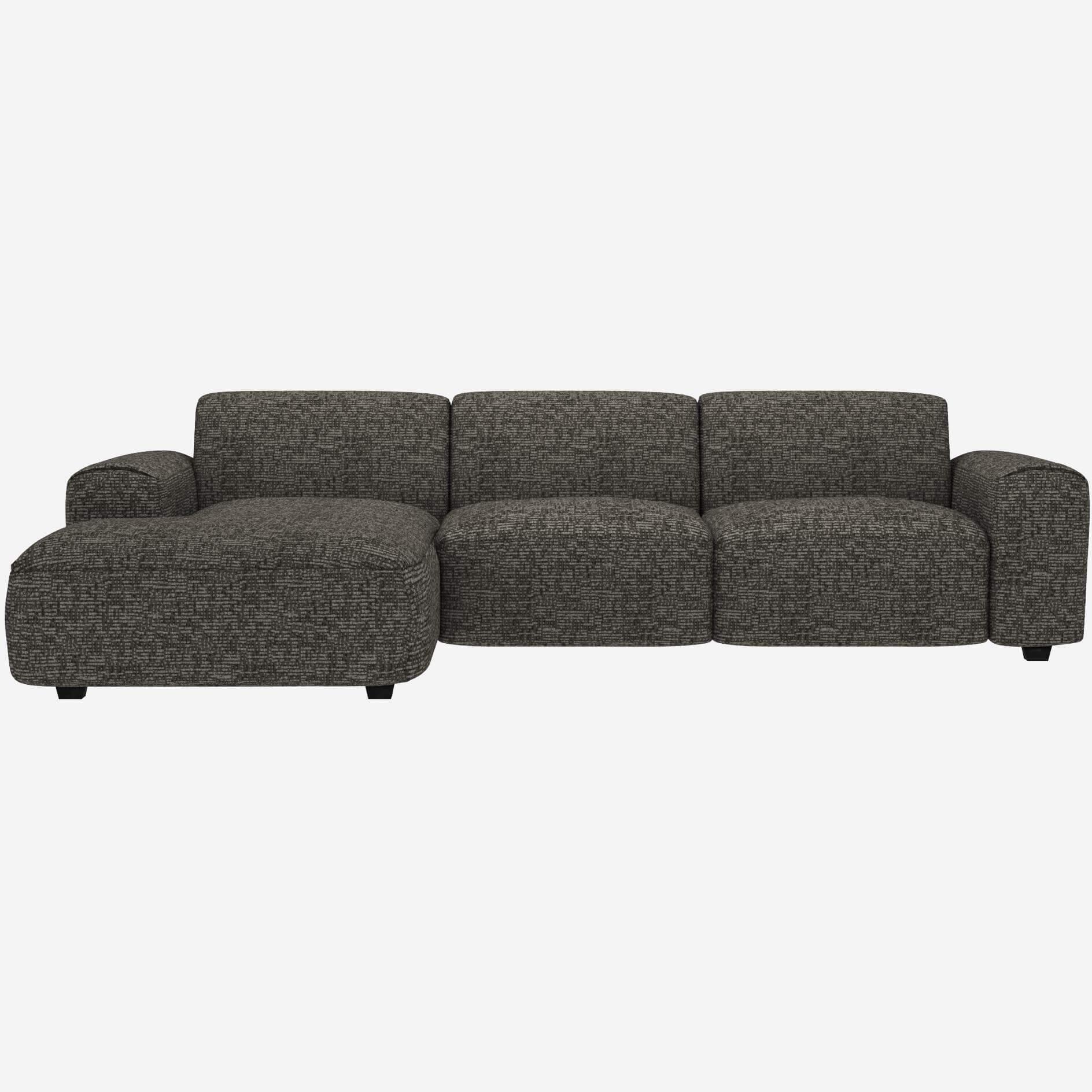 3-Sitzer-Sofa mit Chaiselongue links aus Alba-Stoff - Schiefergrau 