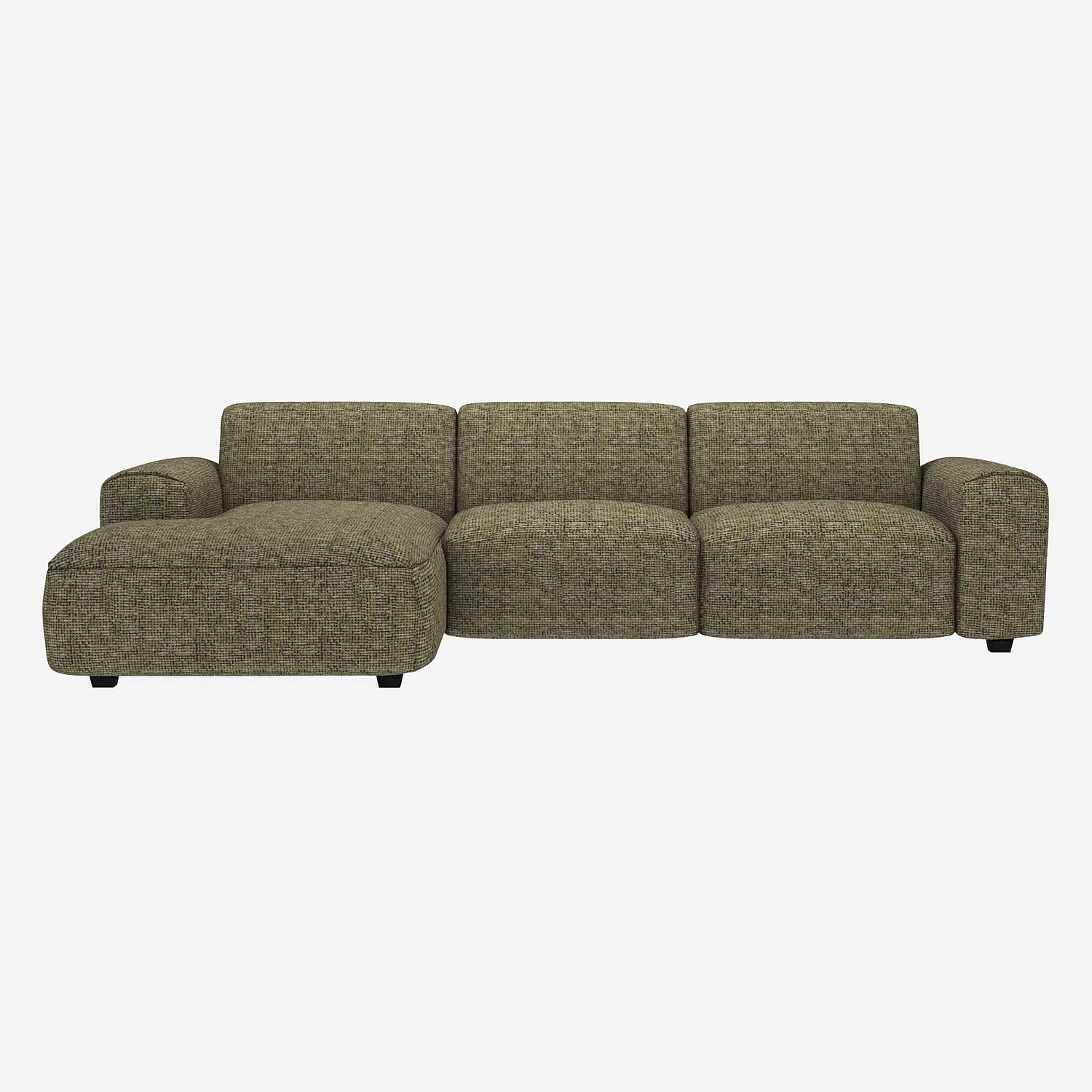3-Sitzer-Sofa mit Chaiselongue links aus Alba-Stoff - Gewittergrün - 1