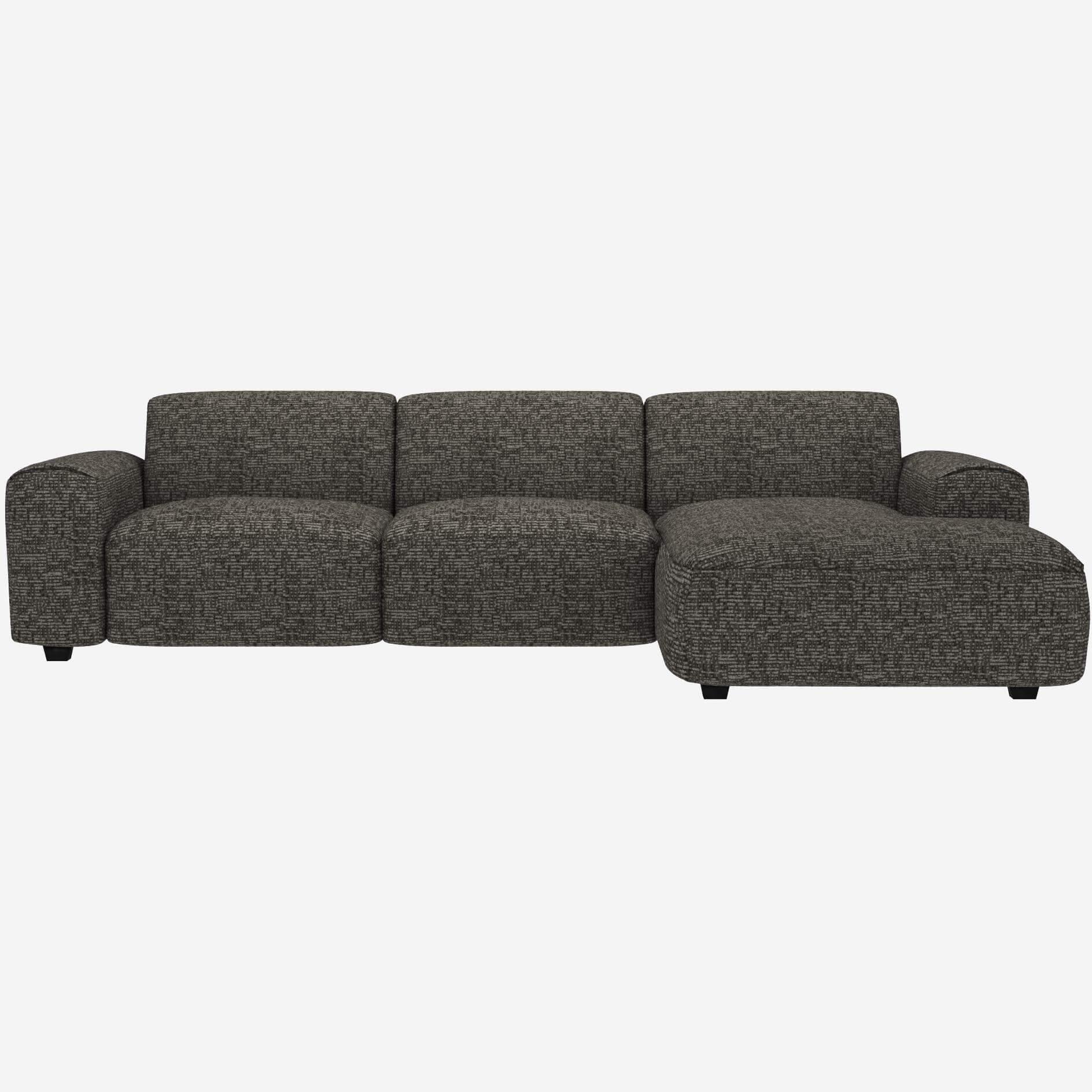 3-Sitzer-Sofa mit Chaiselongue rechts aus Alba-Stoff - Schiefergrau 