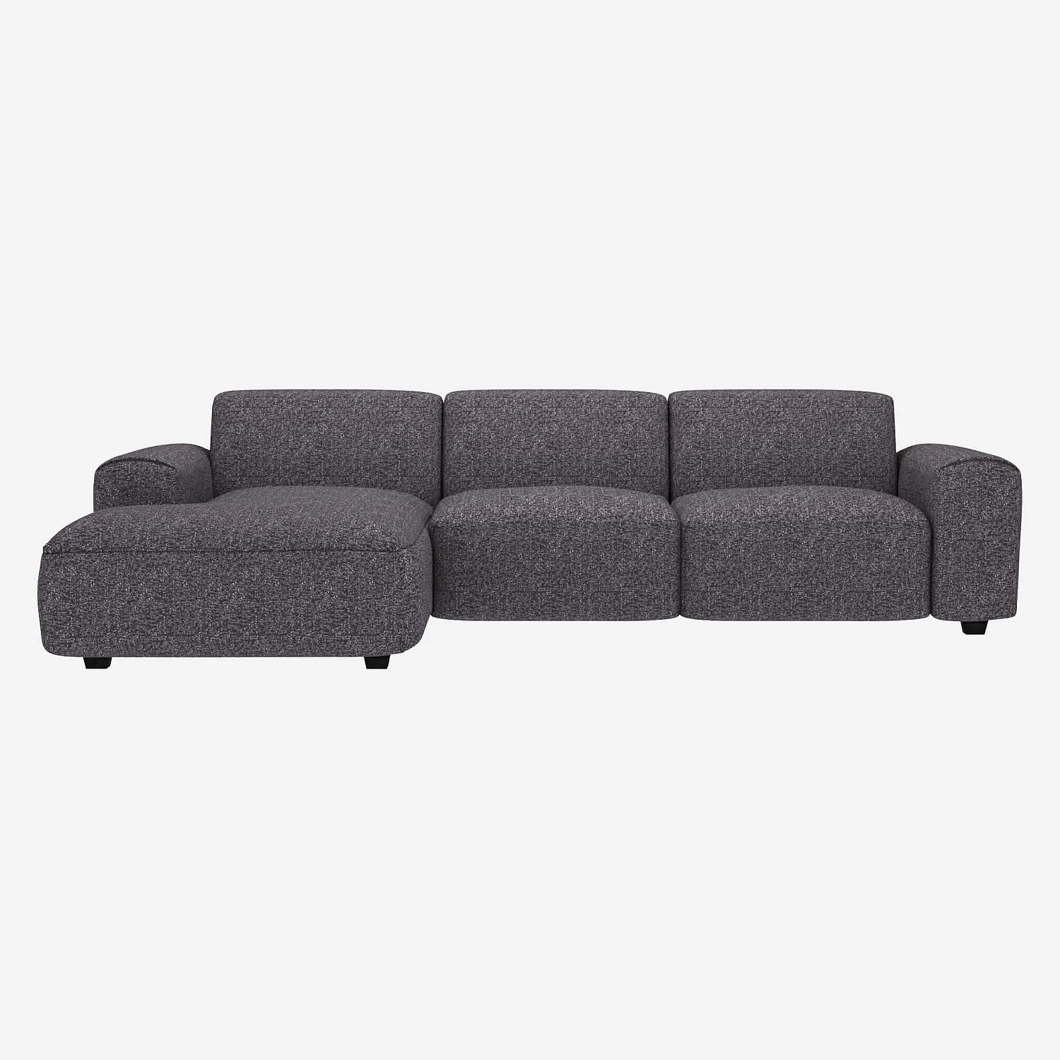3-Sitzer-Sofa mit Chaiselongue links aus Lucca-Stoff - Zinkblau - 1