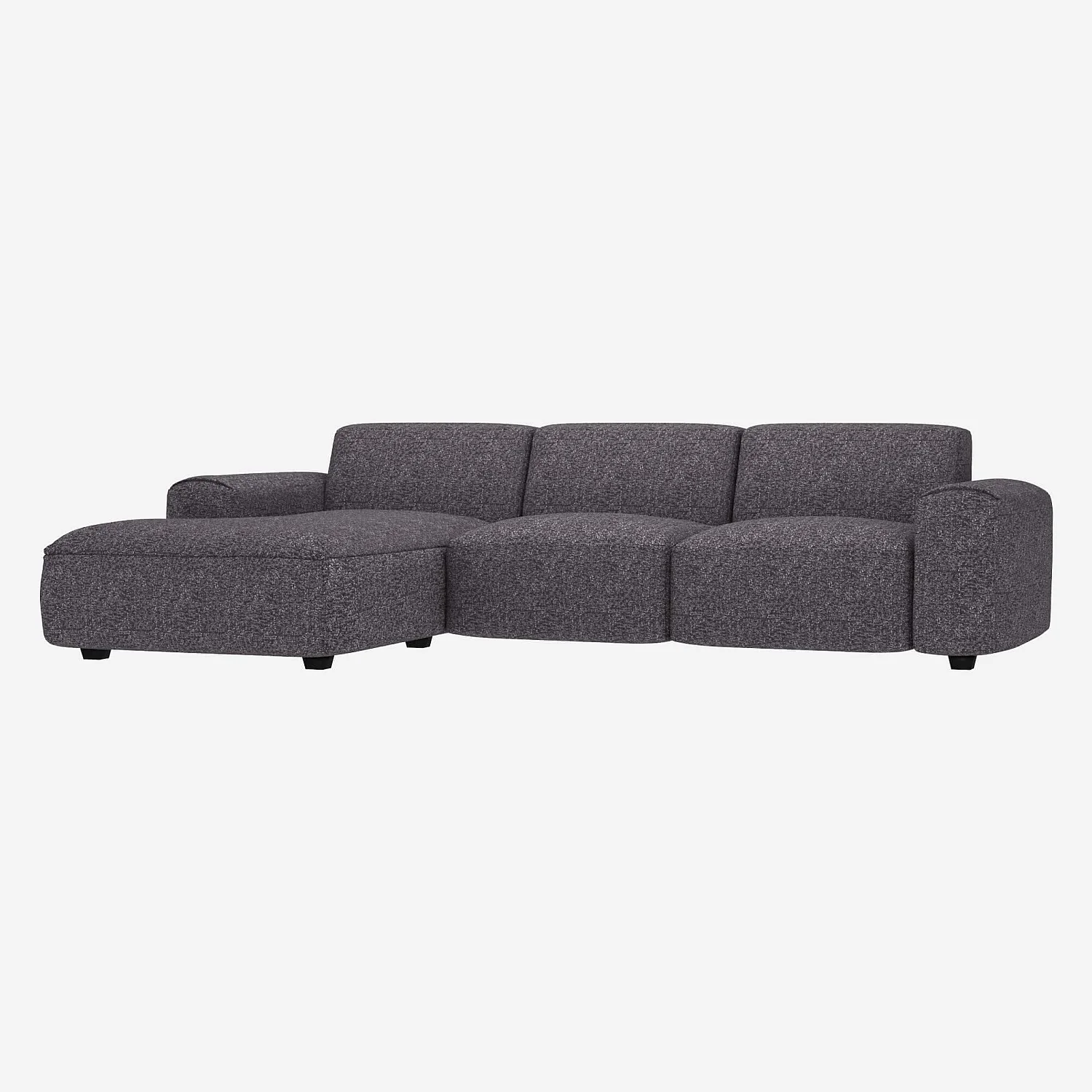 3-Sitzer-Sofa mit Chaiselongue links aus Lucca-Stoff - Zinkblau - 2