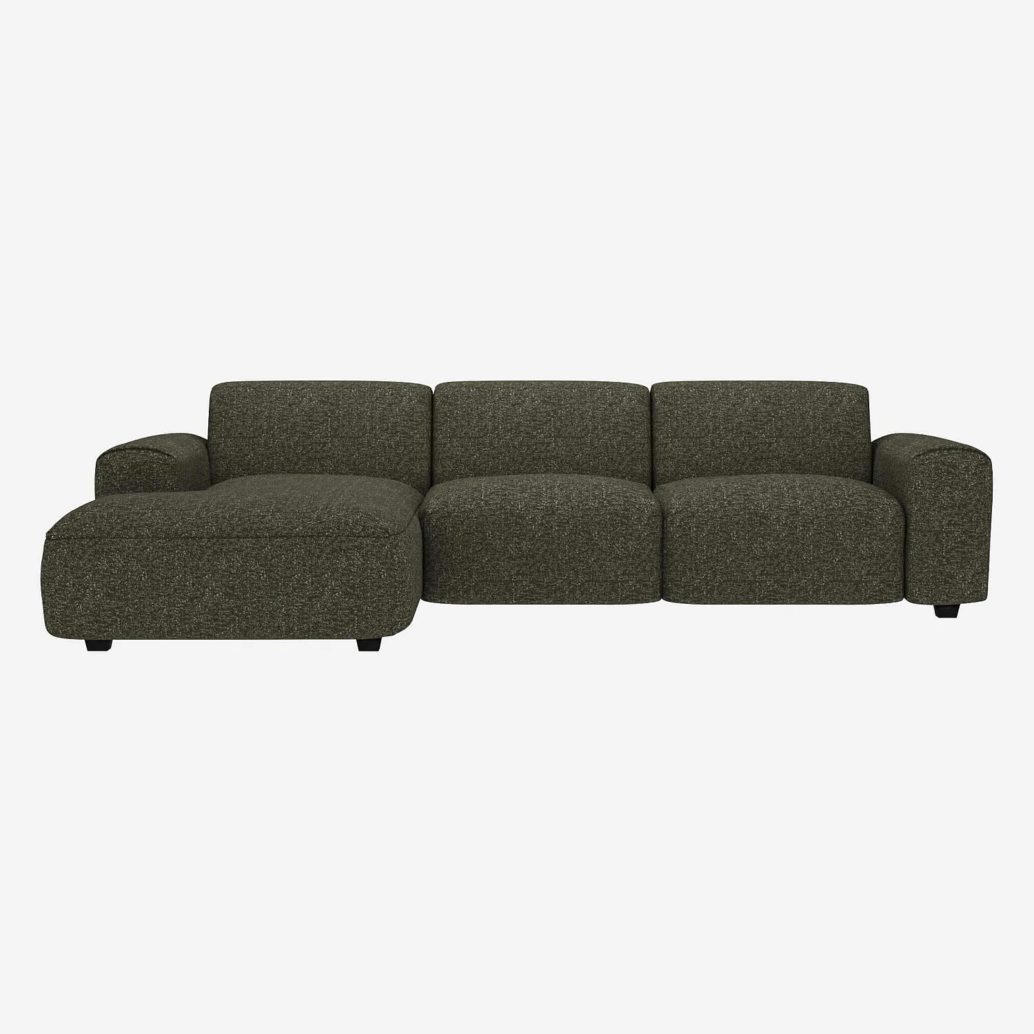 3-Sitzer-Sofa mit Chaiselongue links aus Lucca-Stoff - Moosgrün - 1