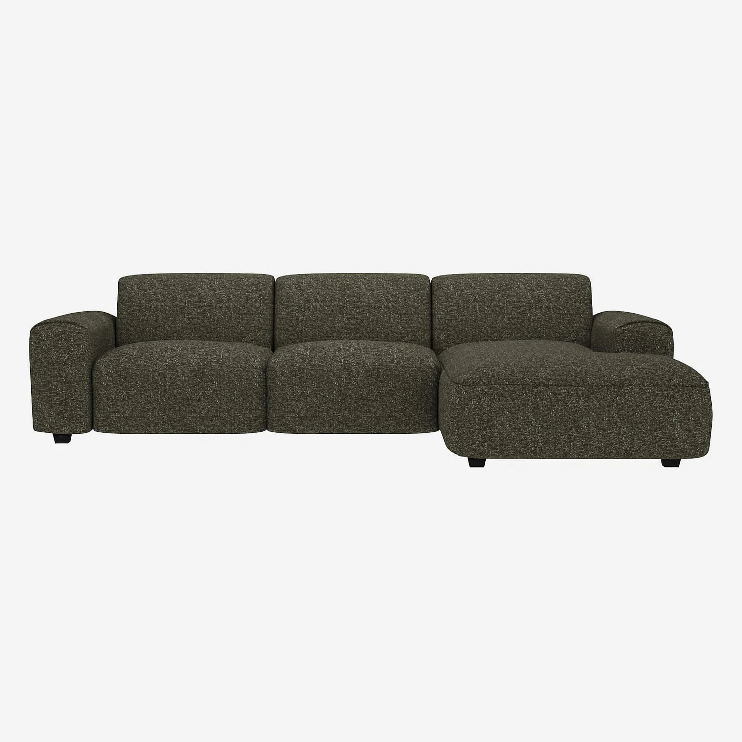 Canapé d'angle droit en tissu Lucca - Vert mousse - 1