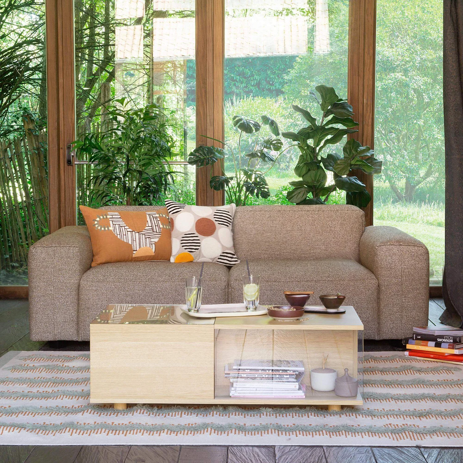 3-Sitzer-Sofa aus Venezia-Stoff - Salbeigrün - 1