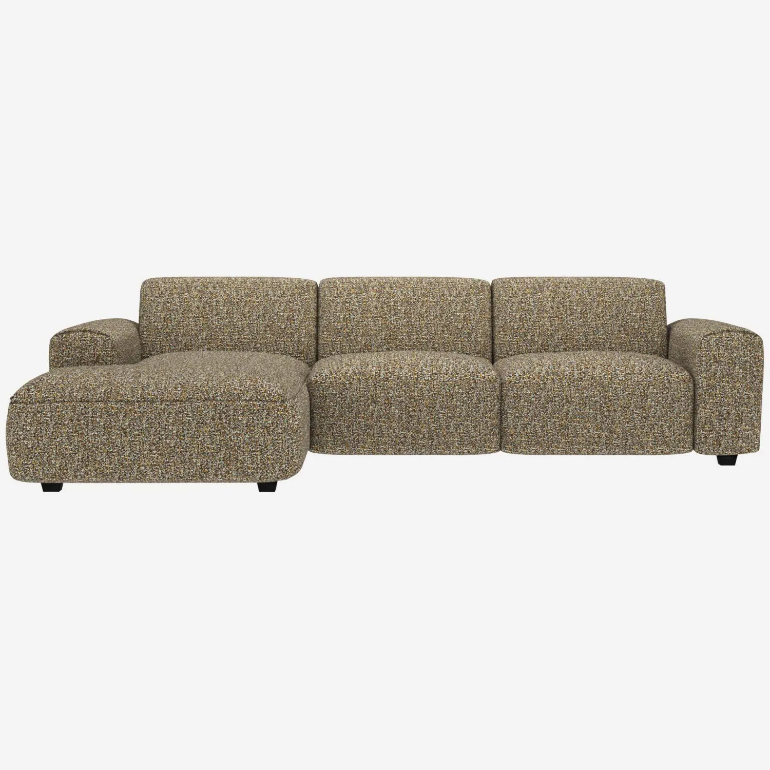 Sofá 3 plazas con chaise longue izquierda en tela Venezia - Verde liquen