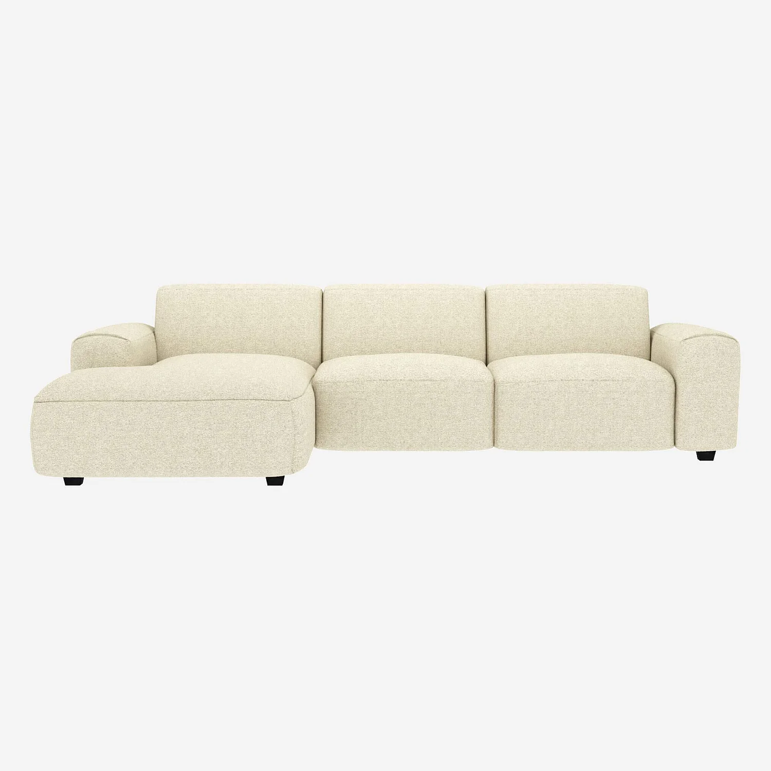 3-Sitzer-Sofa mit Chaiselongue links aus Venezia-Stoff - Kreideweiß - 1