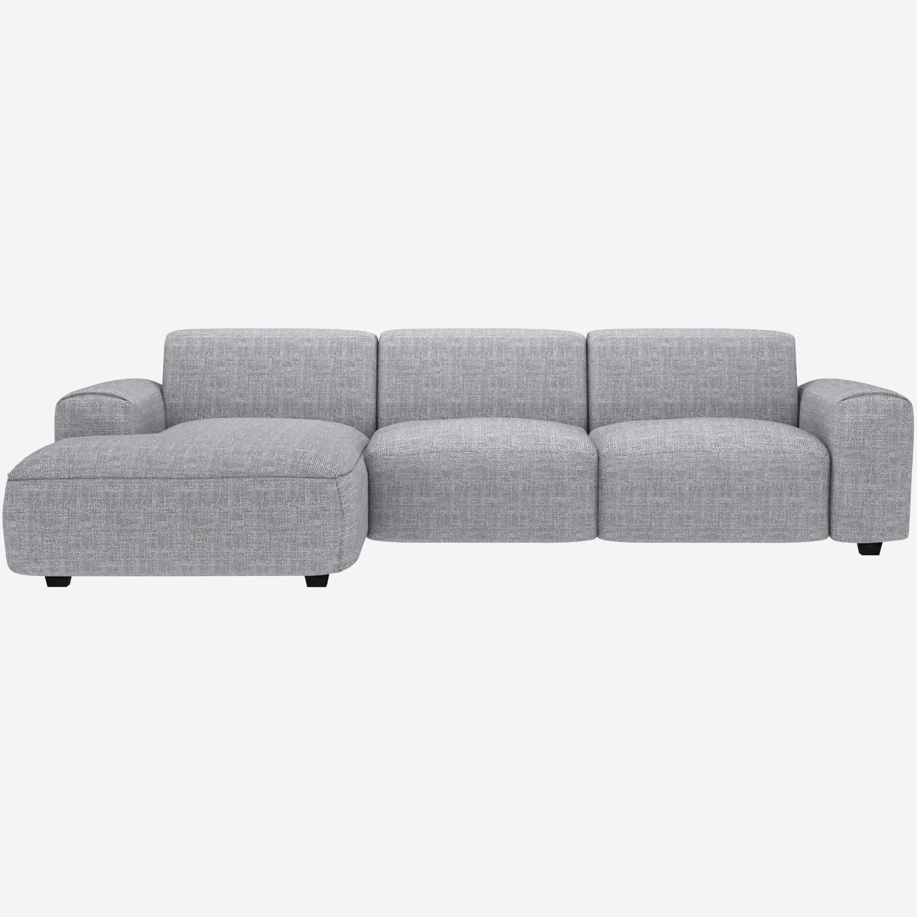 3-Sitzer-Sofa mit Chaiselongue links aus Melina-Stoff - Asphaltgrau