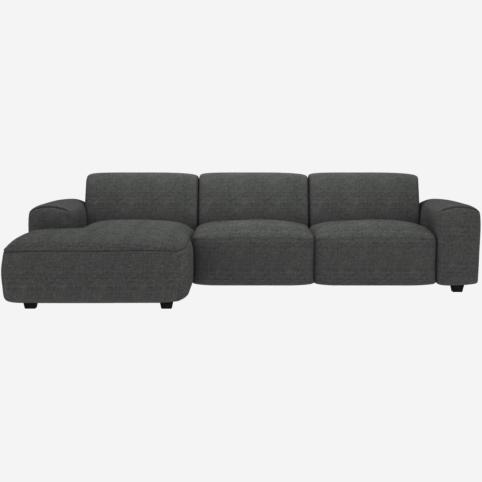 3-Sitzer-Sofa mit Chaiselongue links aus Melina-Stoff - Schiefergrau 