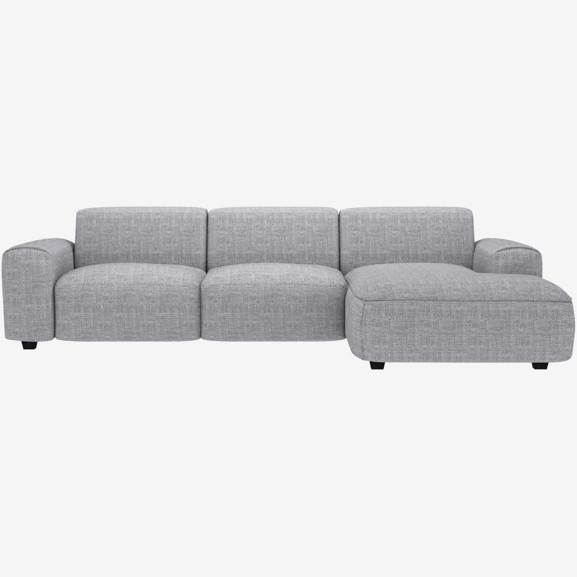 3-Sitzer-Sofa mit Chaiselongue rechts aus Melina-Stoff - Asphaltgrau