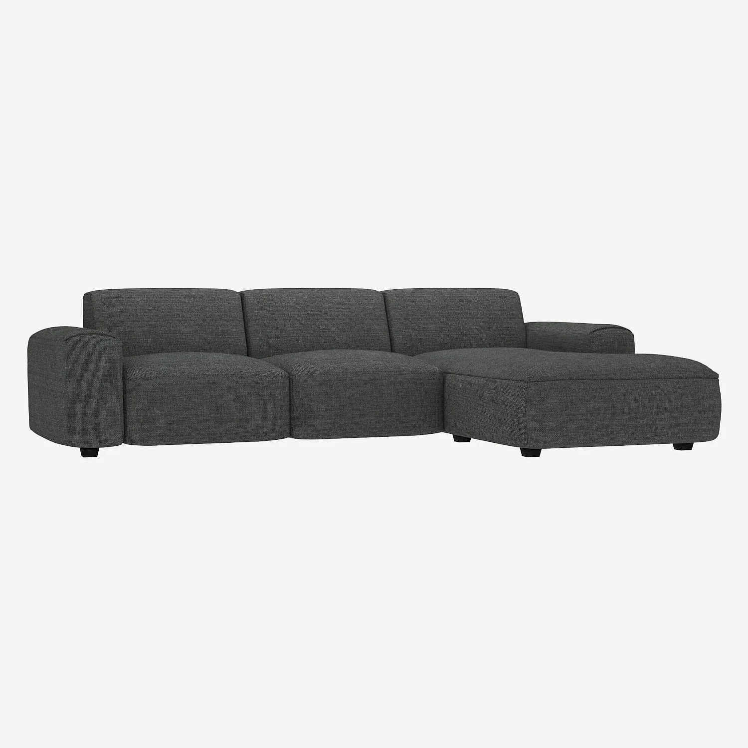 3-Sitzer-Sofa mit Chaiselongue rechts aus Melina-Stoff - Schiefergrau  - 2