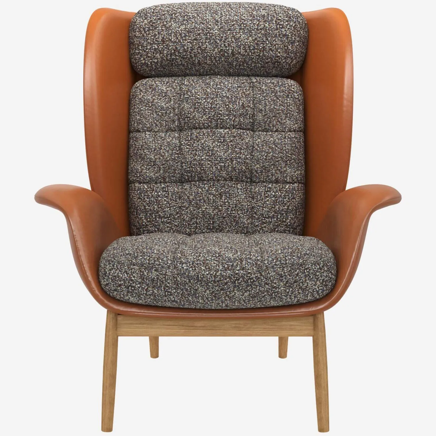 Fauteuil in Savoy cognac leer en Venezia stof - Blauw verzinkt