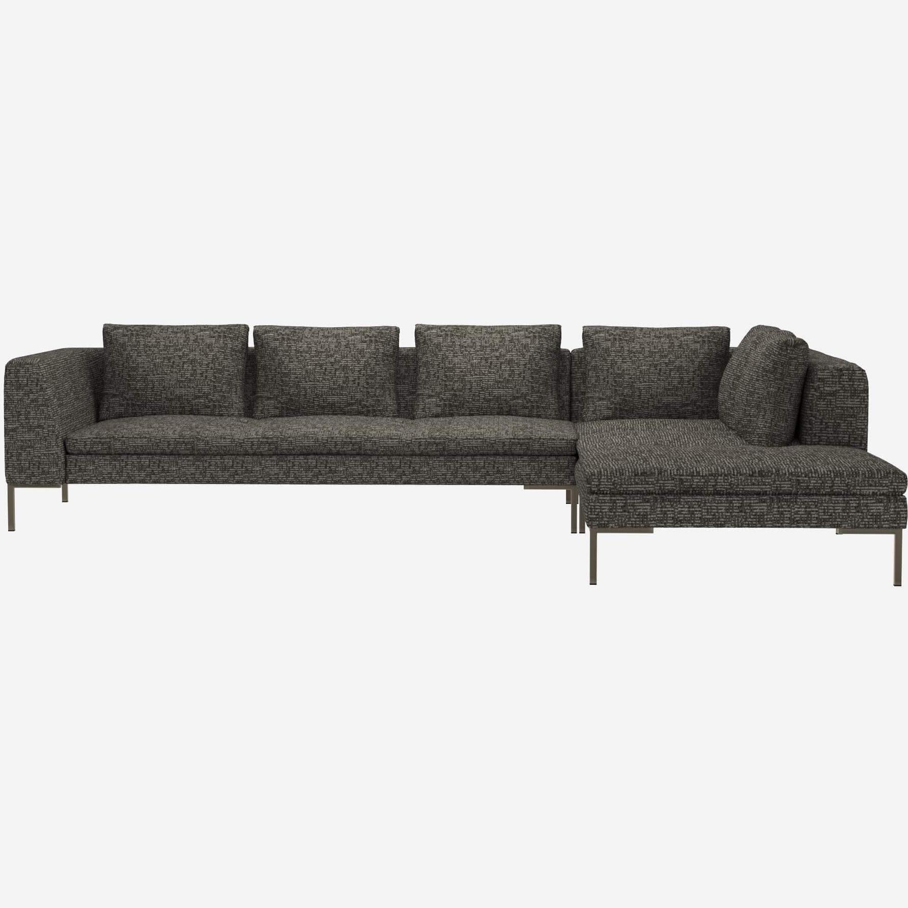 3-Sitzer-Sofa mit Chaiselongue rechts aus Alba-Stoff - Wolkengrau