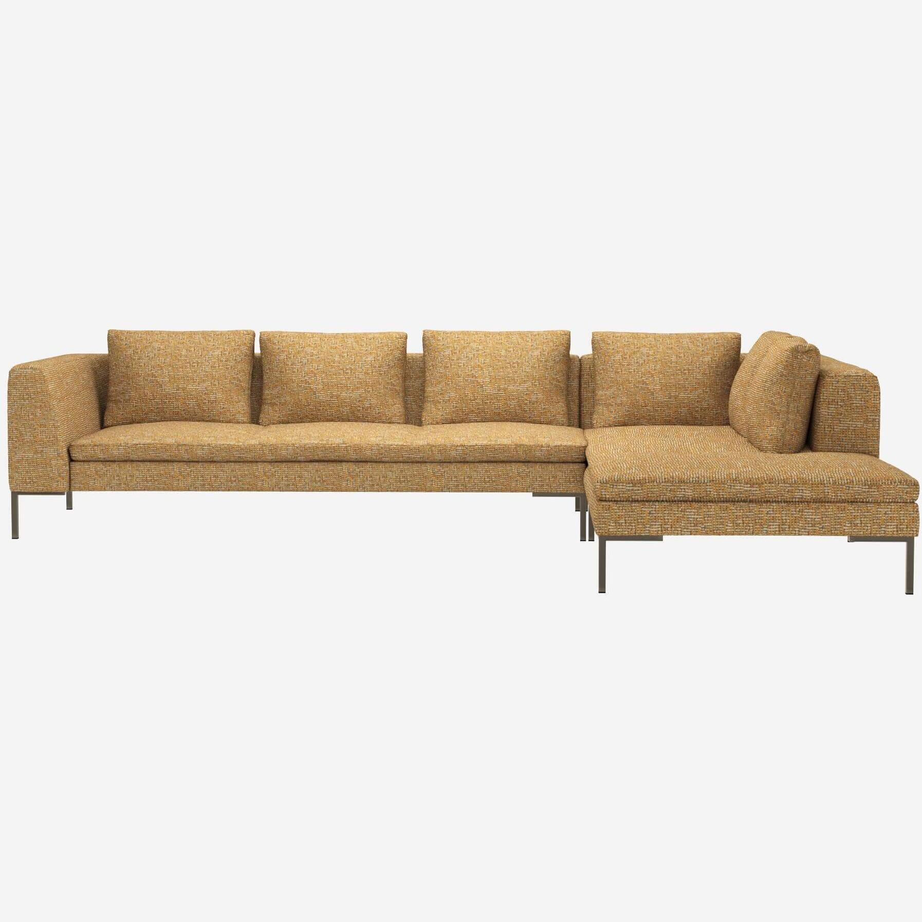 3-Sitzer-Sofa mit Chaiselongue rechts aus Alba-Stoff - Sonnengelb