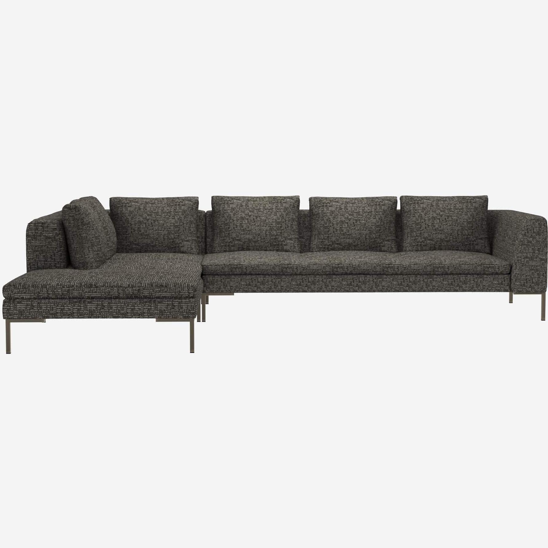 3-Sitzer-Sofa mit Chaiselongue links aus Alba-Stoff - Wolkengrau