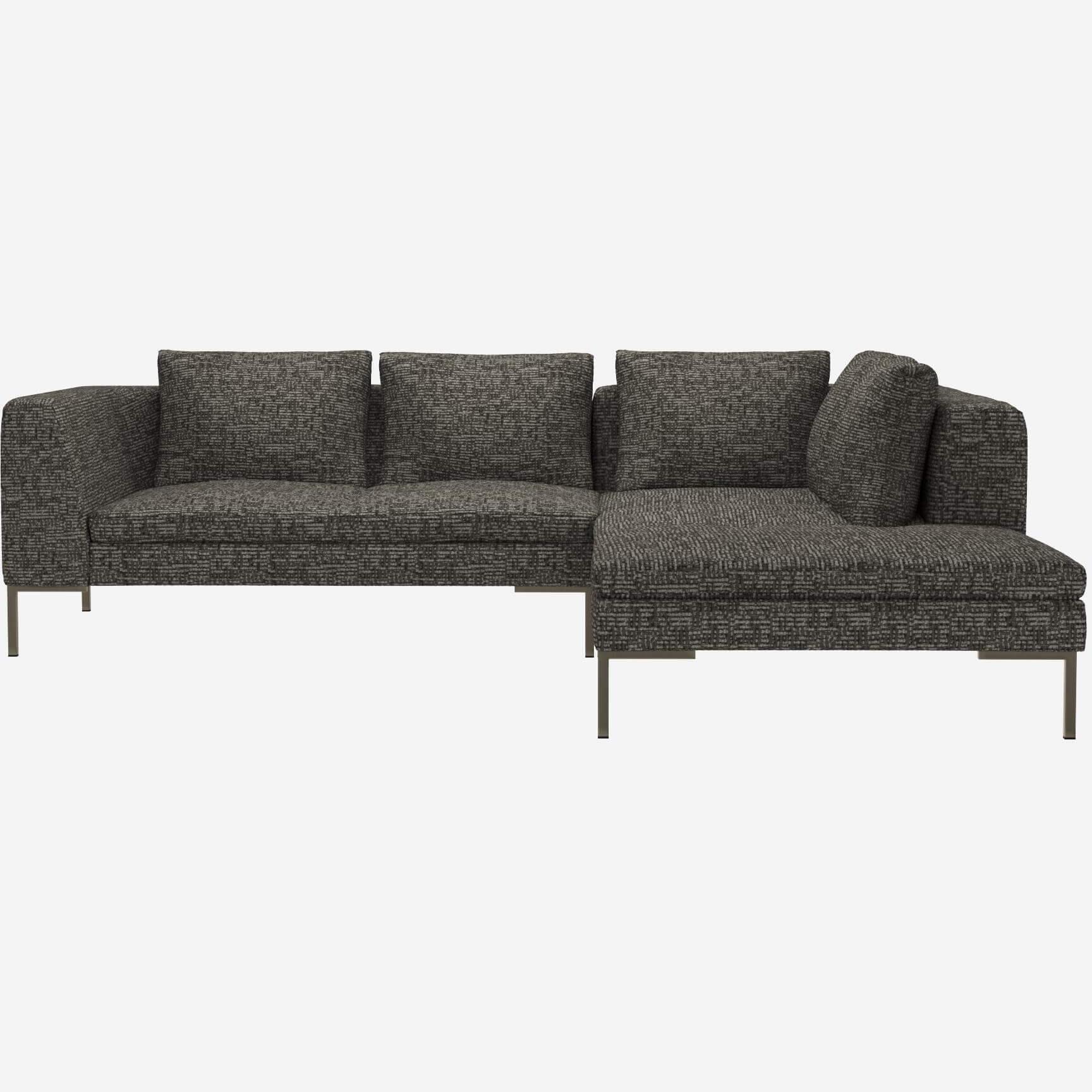 2-Sitzer-Sofa mit Chaiselongue rechts aus Alba-Stoff - Wolkengrau