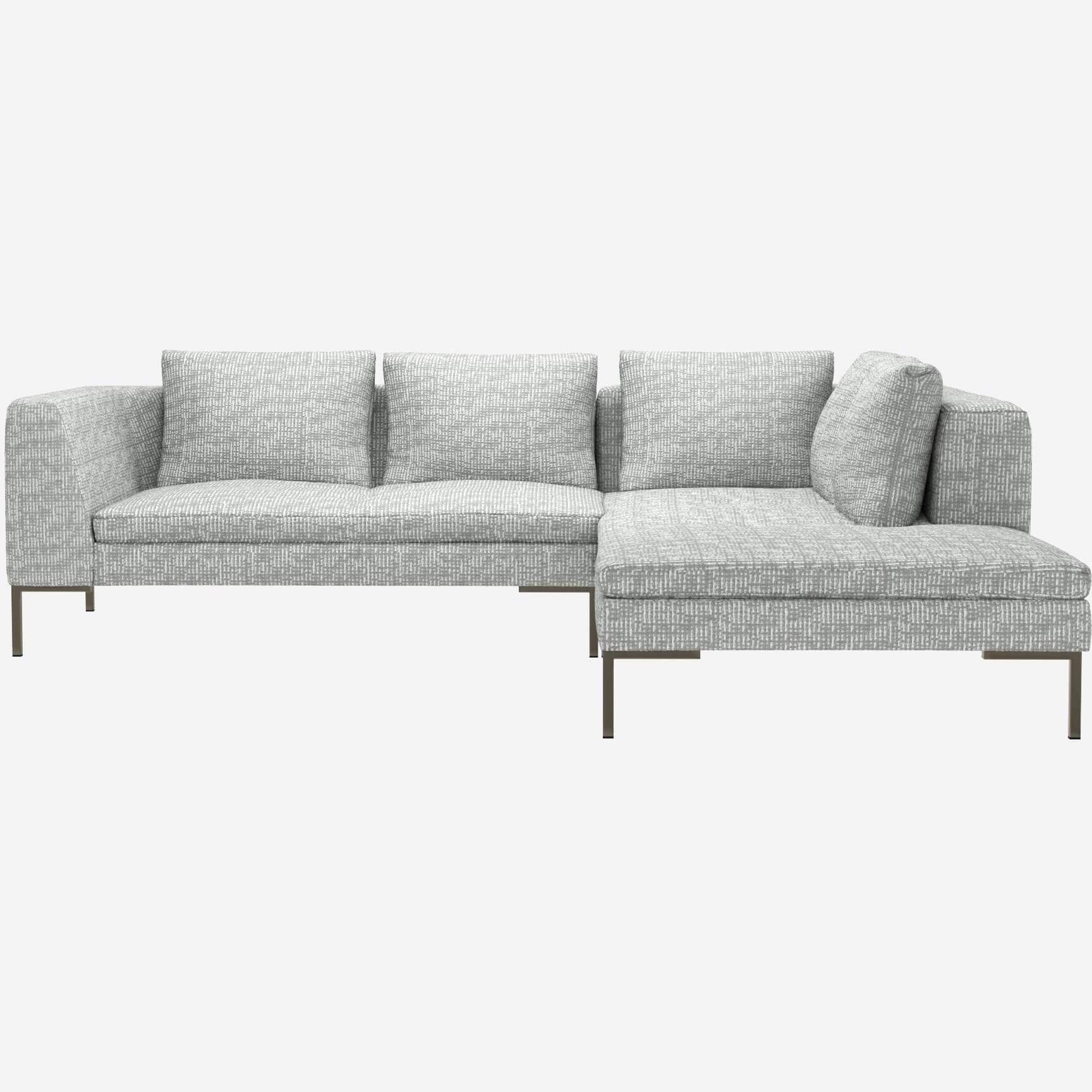 2-Sitzer-Sofa mit Chaiselongue rechts aus Alba-Stoff - Dunstgrau