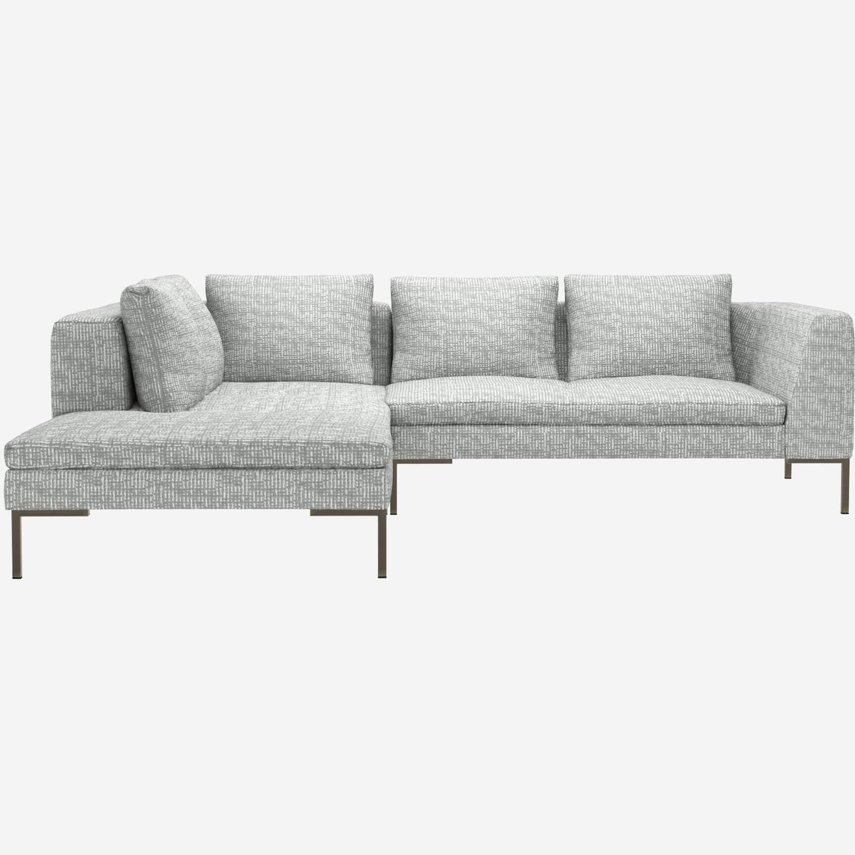 2-Sitzer-Sofa mit Chaiselongue links aus Alba-Stoff - Dunstgrau