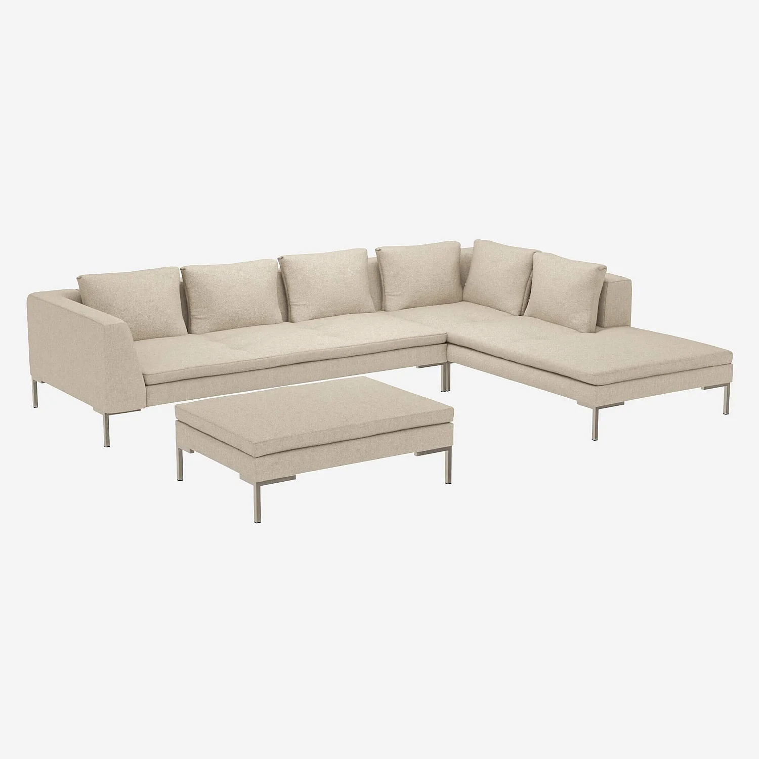 Poggiapiedi in tessuto Lucca - Bianco mastice - 1