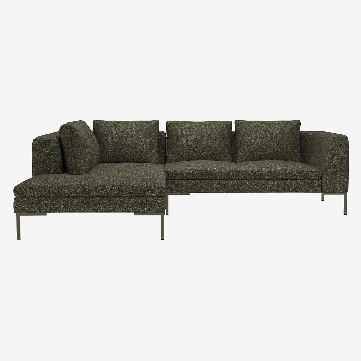 2-Sitzer-Sofa mit Chaiselongue links aus Lucca-Stoff - Moosgrün - 1