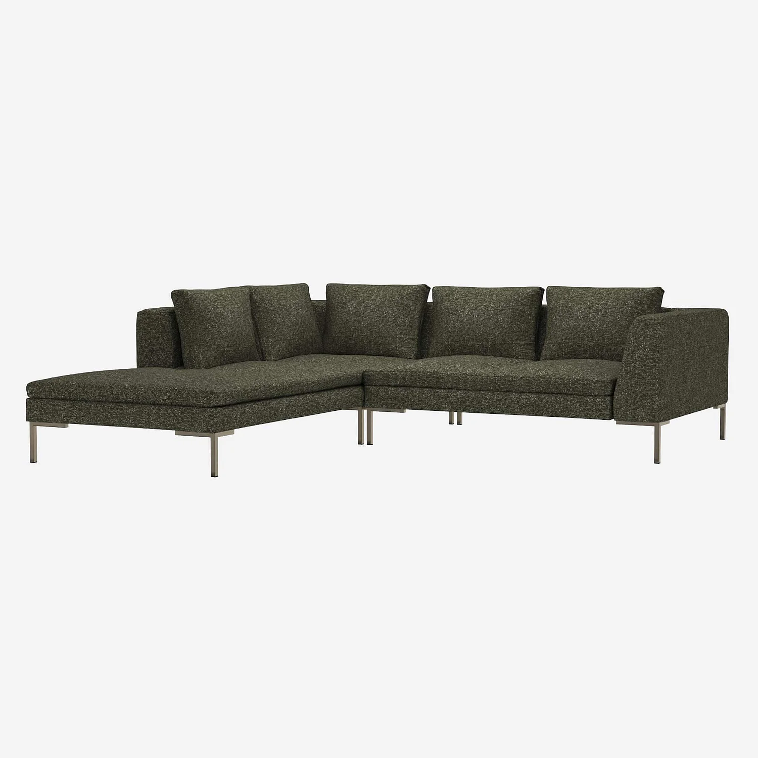 2-Sitzer-Sofa mit Chaiselongue links aus Lucca-Stoff - Moosgrün - 2