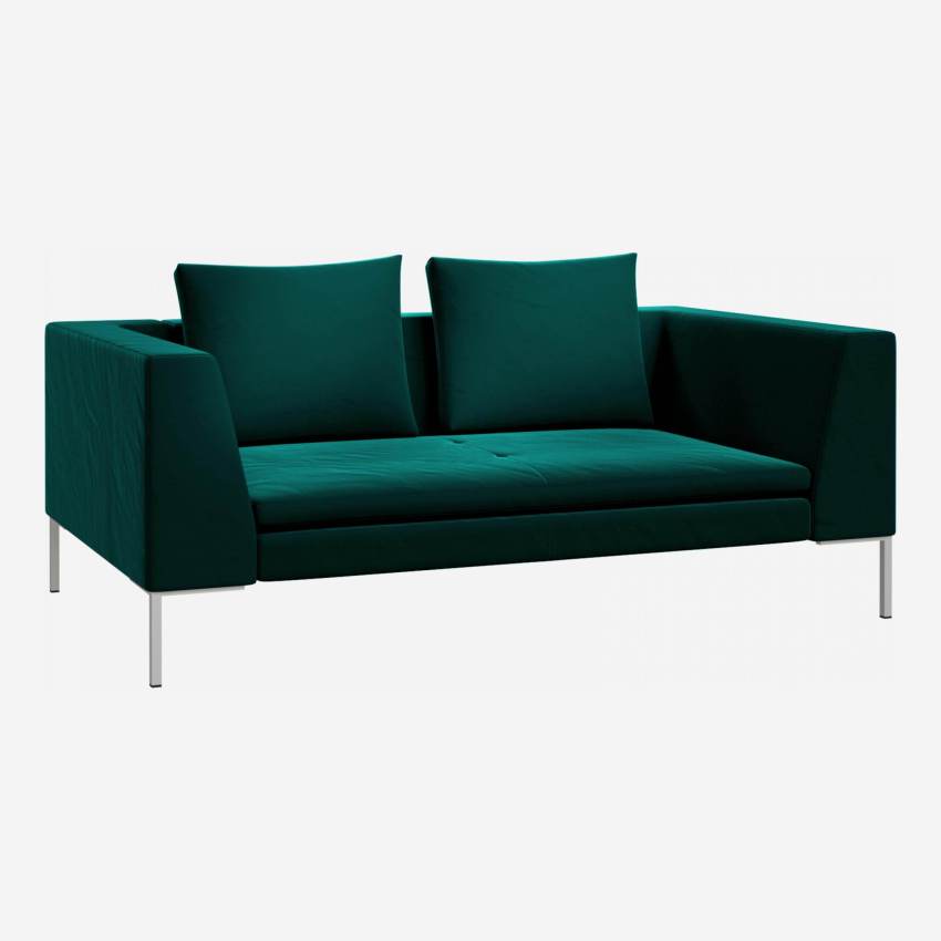 2 seater sofa in Super Velvet fabric, petrol blue