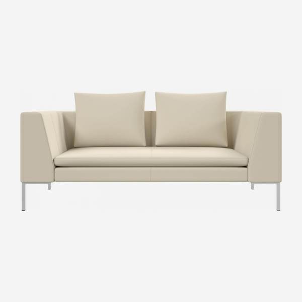 2 seater sofa in Savoy semi-aniline leather, off white