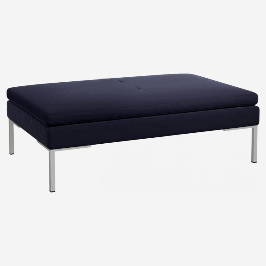 Footstool in Super Velvet fabric, dark blue