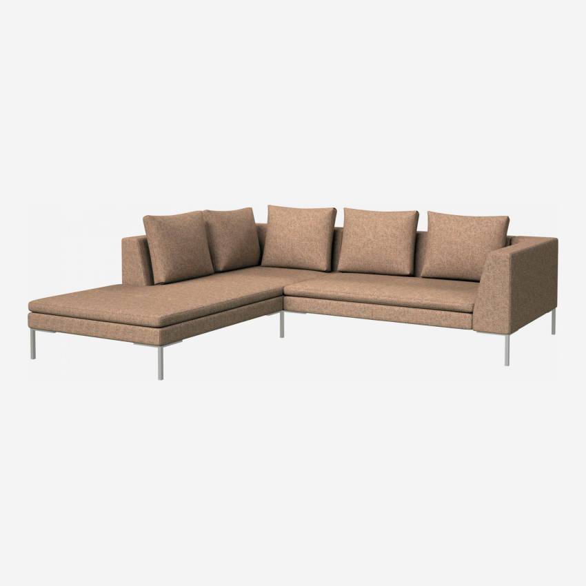 2-Sitzer-Sofa mit Chaiselongue links aus Bellagio-Stoff - Orange