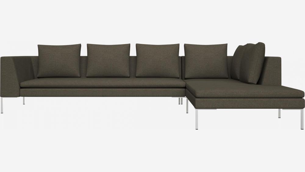3 seater sofa with chaise longue on the right in Lecce fabric, slade grey 