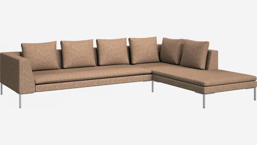 3-Sitzer-Sofa mit Chaiselongue rechts aus Bellagio-Stoff - Orange
