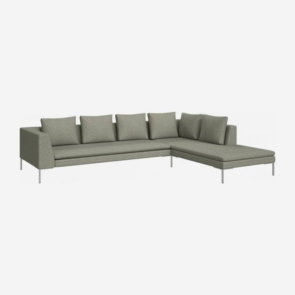 3-Sitzer-Sofa mit Chaiselongue rechts aus Bellagio-Stoff - Graugrün