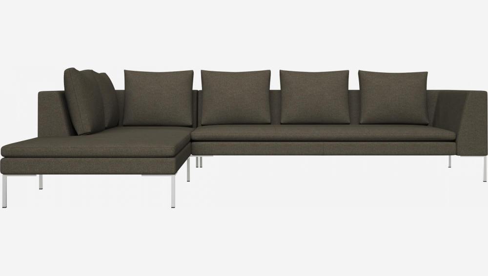 3 seater sofa with chaise longue on the left in Lecce fabric, slade grey 