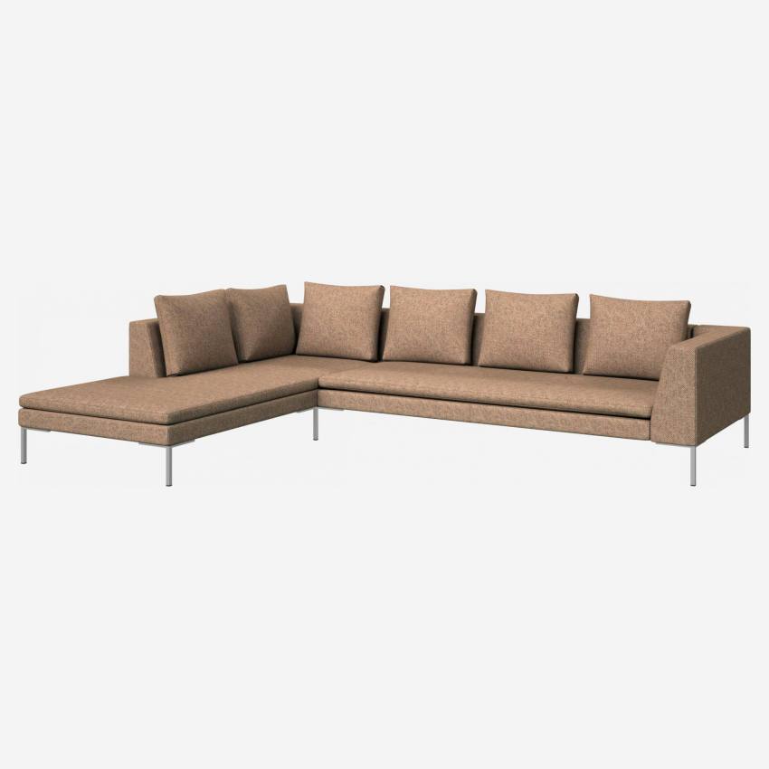 3-Sitzer-Sofa mit Chaiselongue links aus Bellagio-Stoff - Orange