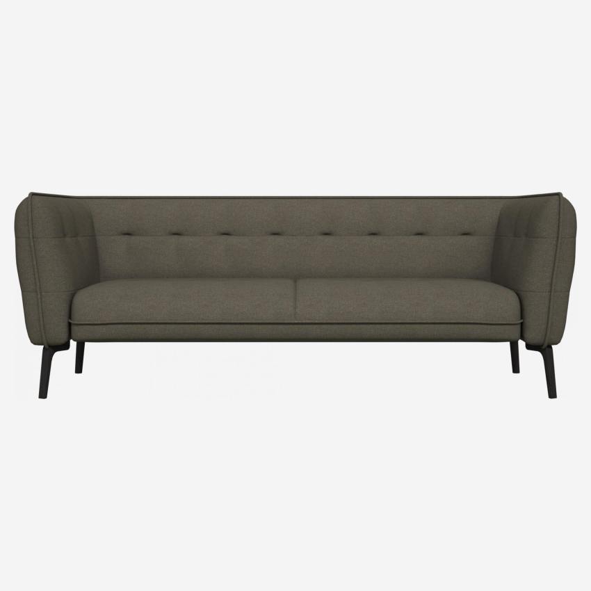 Lecce fabric 3-seater sofa - Dark grey - Dark legs