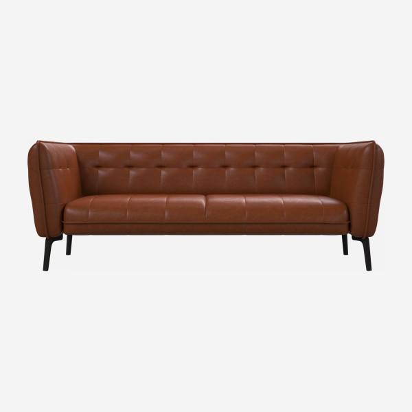 3-Sitzer-Sofa aus Vintage-Leder - Cognac - Dunkle Füße