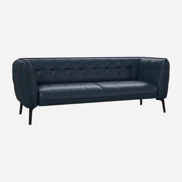 3-Sitzer-Sofa aus Vintage-Leder - Nachtblau - Dunkle Füße