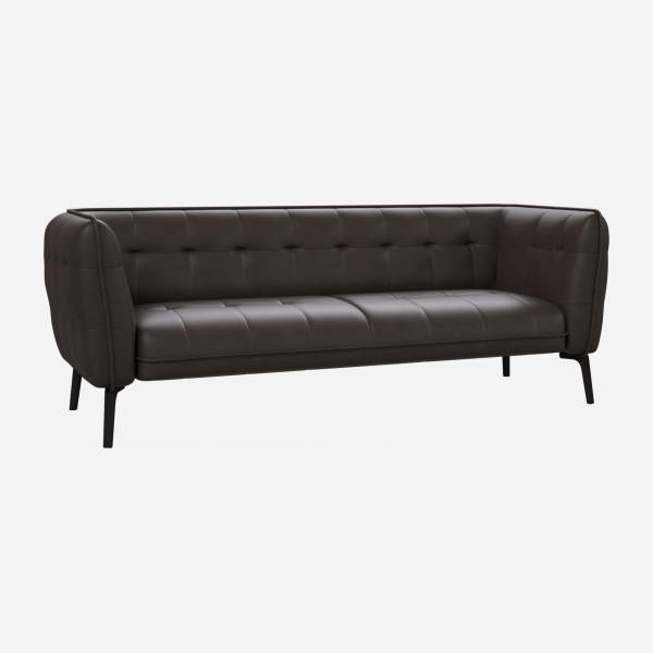 Savoy leather 3-seater sofa - Amaretto brown - Dark legs