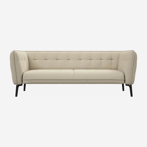 3-Sitzer-Sofa aus Savoy-Leder - Weiß - Dunkle Füße