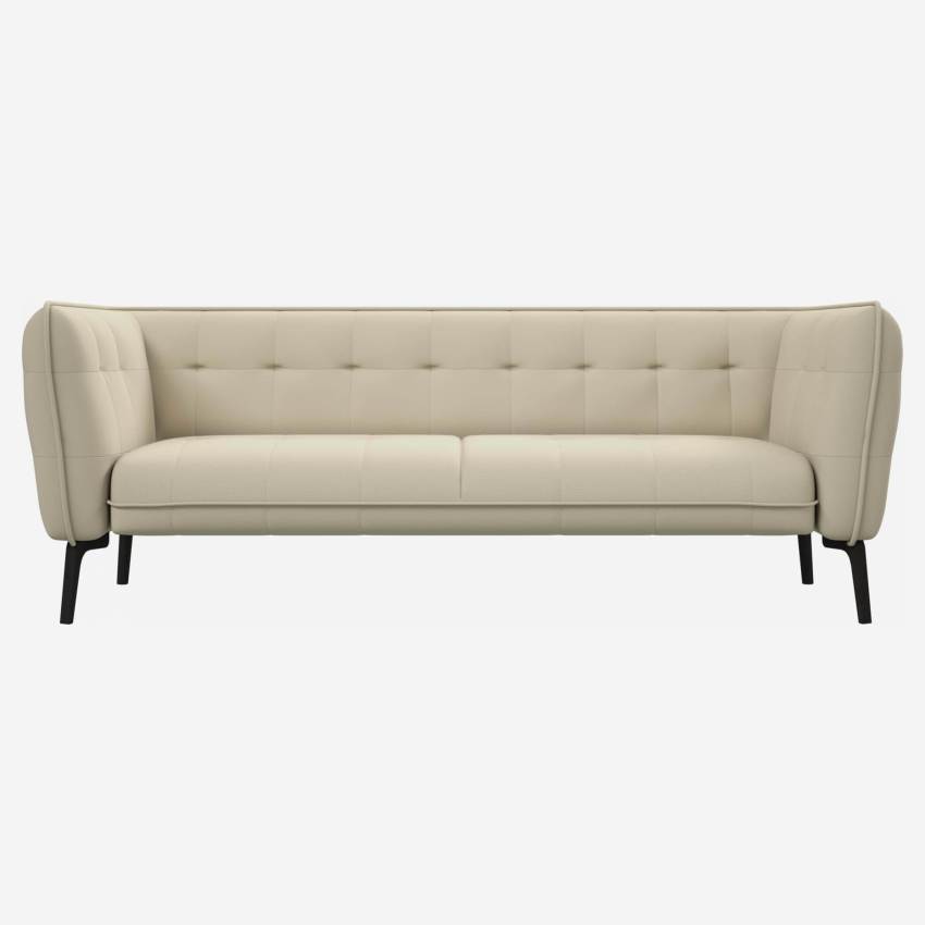 Savoy leather 3-seater sofa - White - Dark legs