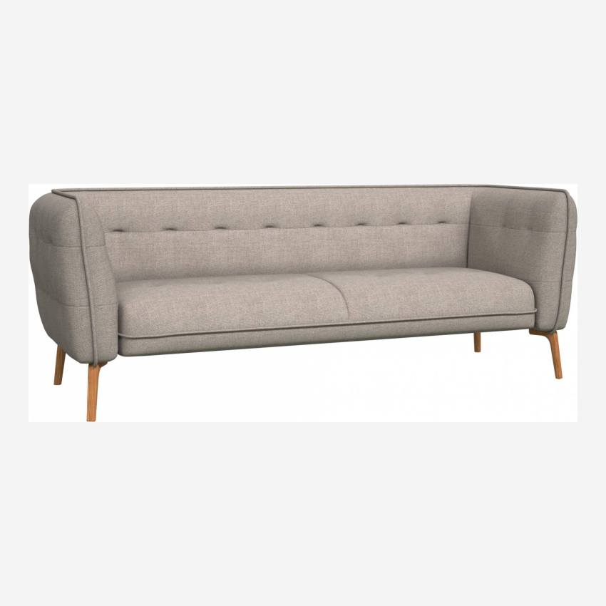 Lecce fabric 3-seater sofa - Beige - Oak legs