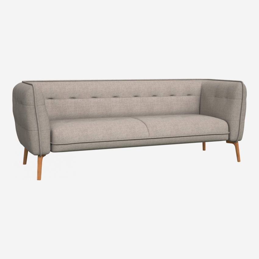 Lecce fabric 3-seater sofa - Beige - Oak legs