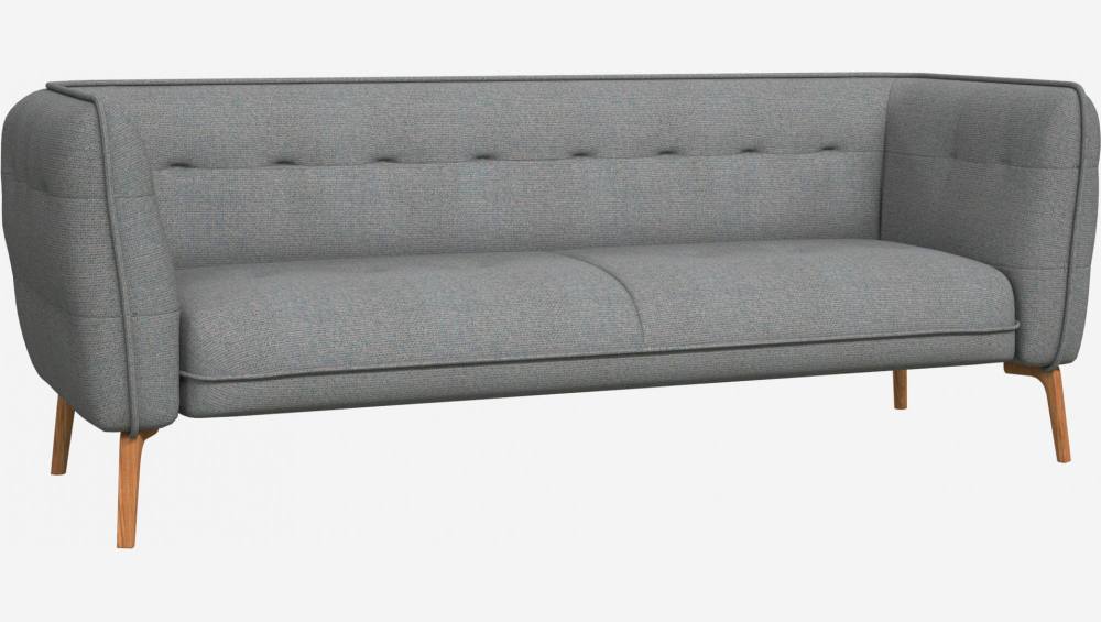 Lecce fabric 3-seater sofa - Bluish grey - Oak legs