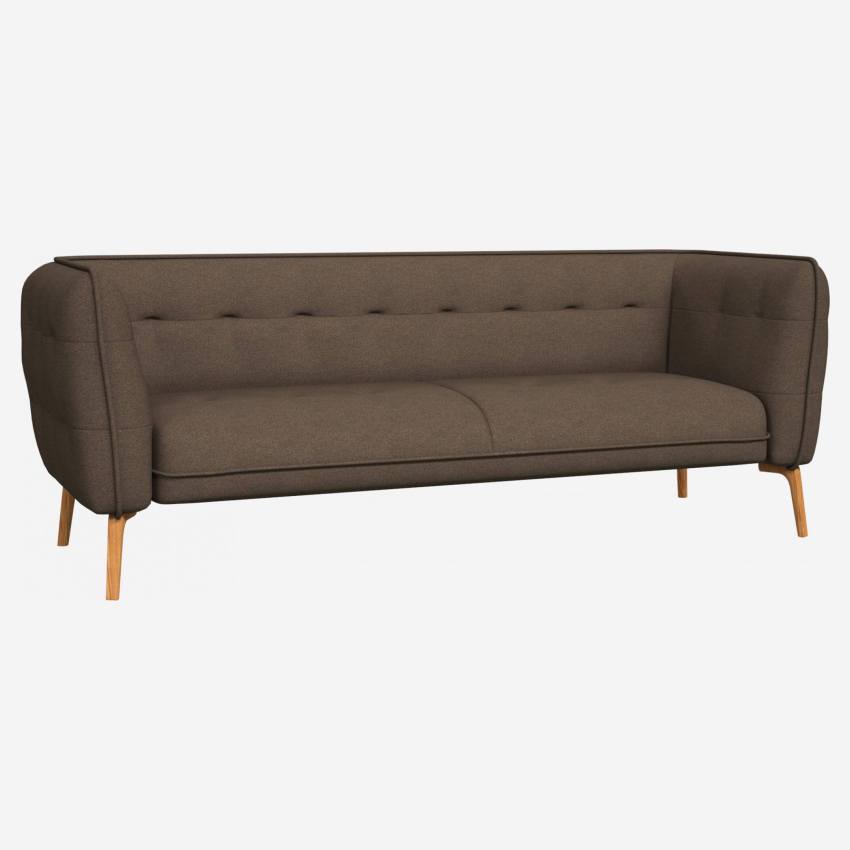 Lecce fabric 3-seater sofa - Orange - Oak legs
