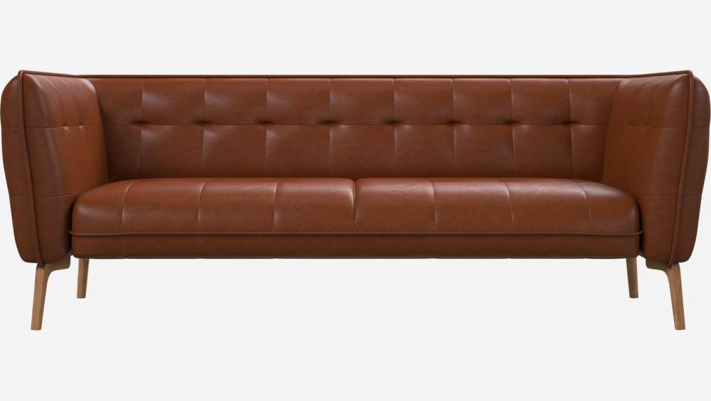 Canapé 3 places en cuir Vintage Leather - Cognac - Pieds chêne
