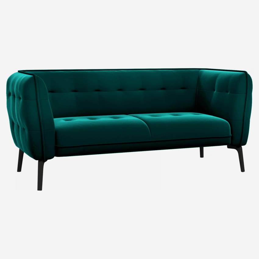 Velvet 2-seater sofa - Fir green - Dark legs