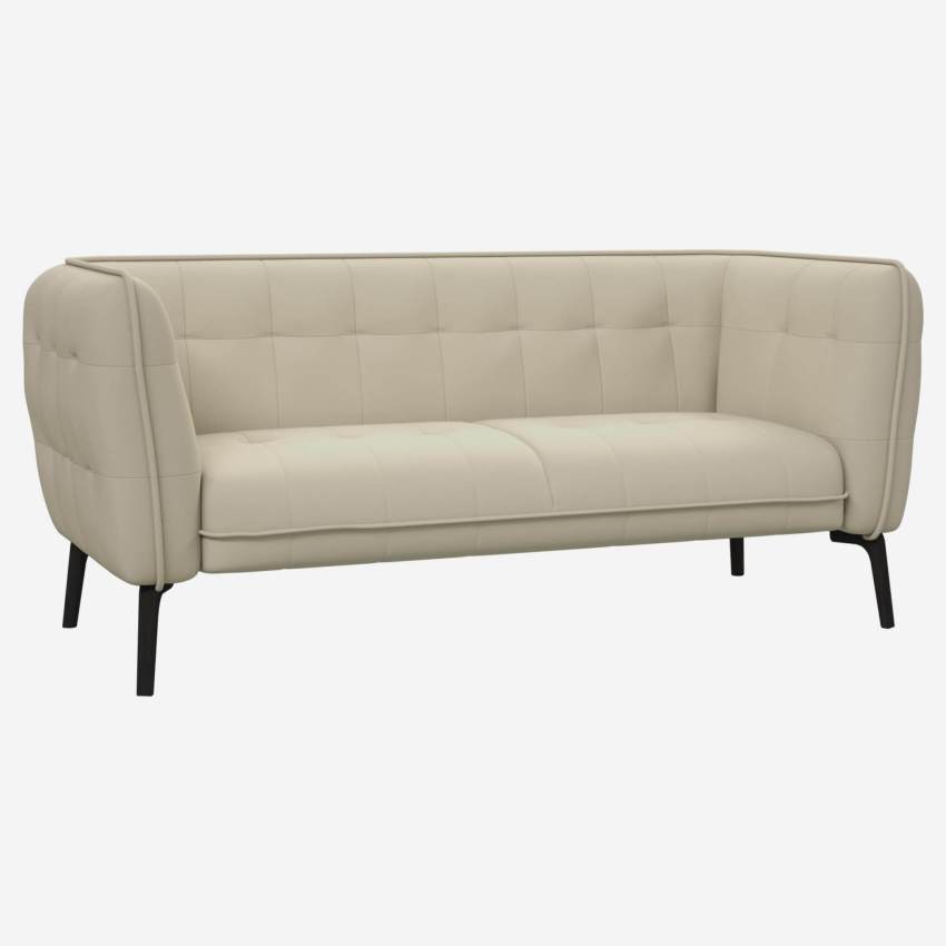 Savoy leather 2-seater sofa - White - Dark legs