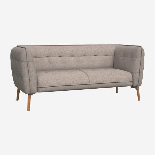 Lecce fabric 2-seater sofa - Beige - Oak legs