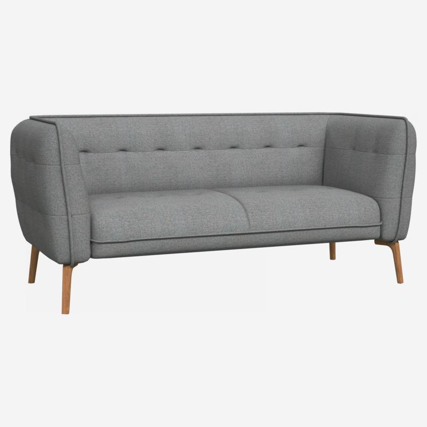 Lecce fabric 2-seater sofa - Bluish grey - Oak legs