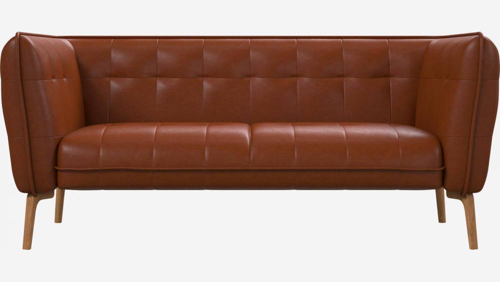 Canapé 2 places en cuir Vintage Leather - Cognac - Pieds chêne
