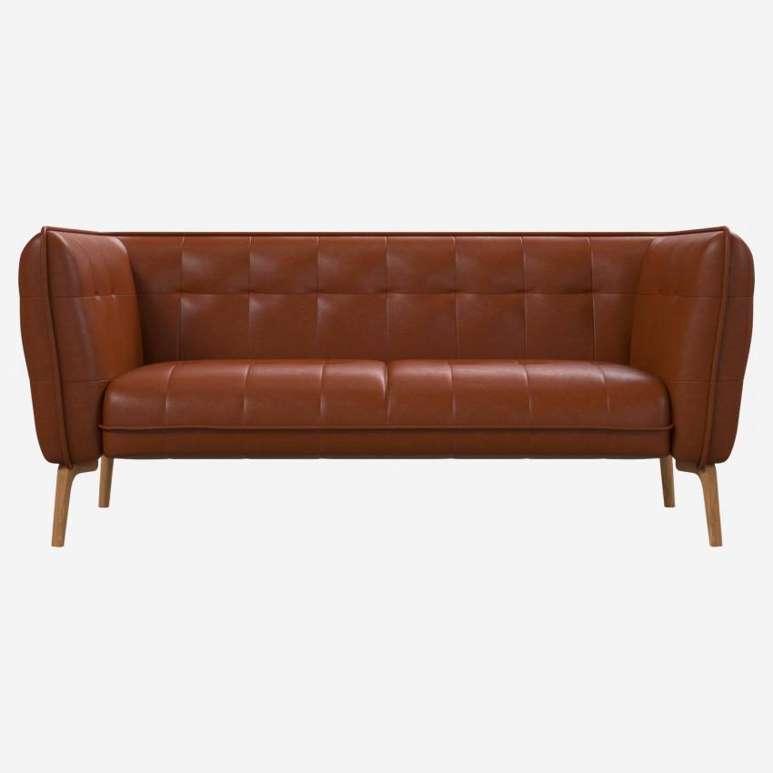 Canapé 2 places en cuir Vintage Leather - Cognac - Pieds chêne